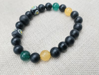 Men Bracelets Beaded Black Yellow Green Jamaican inspired
