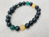 Men Bracelets Beaded Black Yellow Green Jamaican inspired