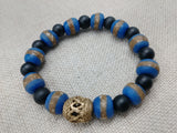 African Bracelet Ghana Beads Men Jewelry Size 8 Gift Black Blue Statement