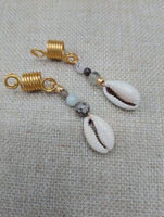 Hair Jewelry Gold Women Stone Beaded Cowrie Braids locs Twist Set of 2