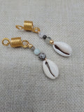Hair Jewelry Gold Women Stone Beaded Cowrie Braids locs Twist Set of 2