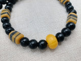 Men Necklace Beaded Jewelry Black Yellow Statement Ethnic