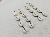 Rasta Earrings Cowrie Jewelry Red Yellow Green Black Beaded Women Long Handmade