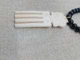 Men's African Necklace Rasta Ghana Beaded Jewelry Duafe Adinkra Black Handmade