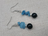 Blue Black Small Beaded Earrings Silver Jewelry Women Dangle