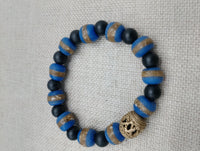 African Bracelet Ghana Beads Men Jewelry Size 8 Gift Black Blue Statement