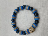 African Bracelet Ghana Beads Men Jewelry Size 8 Gift Black Blue Statement