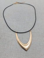 Women Jewelry Set Hammered Round Earrings Beaded V Shape Minimalist Bohemian Brass Gold Tone Necklace