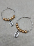 Silver Hoop Earrings Cowrie Shell Gold Women Dangle Jewelry