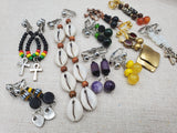 Women Non Pierced Earrings Jewelry Handmade Clip On Silver Gold Beaded Yellow Purple Rasta Set of 10
