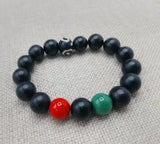 Pan African Bracelet Unisex Beaded Red Black Green Stretch Jewelry Handmade