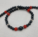 Men Necklace Beaded Jewelry Red Black White Fashion Statement Handmade Gift Ideas