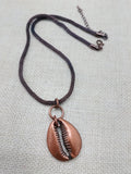 Large Cowrie Pendant Necklace Copper Jewelry Unisex Unique