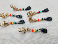 Hair Jewelry Black Power Gold Rasta Beads Locs Dreads Twist Braid Accessories Set of 6