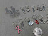 Silver Hair Jewelry Locs Dreads Accessories Set of 19 Charms Pendant Dangle