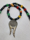 Men Necklace Tribal Spiral Antique Bronze Colorful Jewelry Ethnic Gift ldea