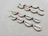 Women Earrings Beaded Jewelry Handmade Red Black Green Pan African Cowrie Long Dangle