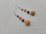 Stone Beaded Earrings Brown Orange Silver Women Jewelry Dangle
