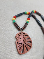 Lion Necklace Wooden Leo the Lions Jewelry Beaded Red Yellow Green Unisex