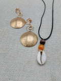 Women Jewelry Set Necklace Earrings Handmade Statement Gift Gold Tone Cowrie Bohemian Minimalist