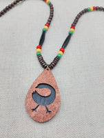 African Sankofa Necklace Wooden Black Adinkra Symbols Ghana Jewelry Unisex