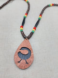 African Sankofa Necklace Wooden Black Adinkra Symbols Ghana Jewelry Unisex
