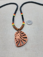 Wooden Lion Necklace Beaded Men Rasta Ghana Unisex Red Black Green Yellow Handmade Jewelry