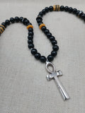 Silver Ankh Necklace Egyptian Black Yellow Beaded Ankhs Pendant Men Gift Ideas