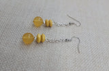 Silver Yellow Earrings Women Beaded Dangle Jewelry