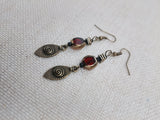 Boho Earrings Women Red Drop Women Jewelry Brass Antique Bronze