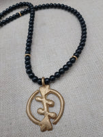 African Adinkra Gye Nyame Necklace Black Brass Jewelry Unisex