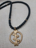 African Adinkra Gye Nyame Necklace Black Brass Jewelry Unisex