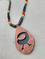 African Sankofa Necklace Wooden Black Adinkra Symbols Ghana Jewelry Unisex