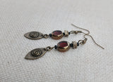Boho Earrings Women Red Drop Women Jewelry Brass Antique Bronze