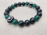 Bracelet Jade Green Black Beaded Jewelry Ethnic Stretch Handmade Statement Gift