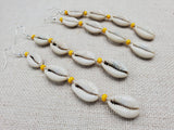 Cowrie Earring Yellow Summer Beaded Silver Women Jewelry Handmade Dangle