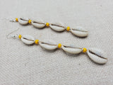 Cowrie Earring Yellow Summer Beaded Silver Women Jewelry Handmade Dangle
