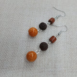 Women Earrings Beaded Ethnic Dangle Brown Orange Jewelry