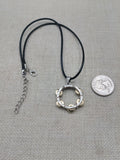 Tambourine Necklace Silver Gold Tone Black Cord Church Jewelry Music Church
