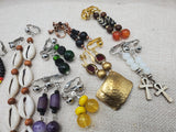 Women Non Pierced Earrings Jewelry Handmade Clip On Silver Gold Beaded Yellow Purple Rasta Set of 10