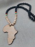 Large Africa Pendant Wooden Necklace Men Jewelry Black Rasta