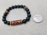 Men Bracelets Stone Ethnic Beaded Black Jewelry Stretch Handmade Statement Gift Ideas