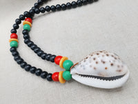 African Cowrie Shell Necklace Whole Jewelry Large Beaded Rasta Black Men