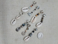 Locs Hair Jewelry Set of 8 Cowrie African Elephants Natural Stone Accessories Braids Twist Dreads Unisex