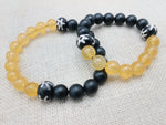 Bracelets Black Yellow White Beaded Stretch Handmade Gift Unisex