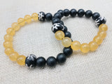 Bracelets Black Yellow White Beaded Stretch Handmade Gift Unisex