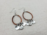 Women Leather Brown Dangle Silver Charm Pendant Earrings Boho Jewelry