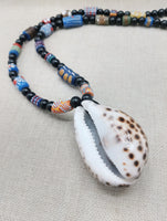 Large Cowrie Shell Necklace Whole African Krobo Beads Jewelry Men Black Blue