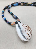 Large Cowrie Shell Necklace Whole African Krobo Beads Jewelry Men Black Blue