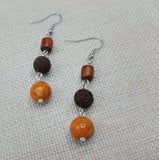 Women Earrings Beaded Ethnic Dangle Brown Orange Jewelry